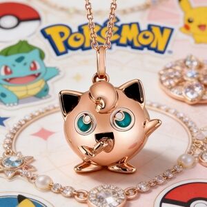 Rose Gold Collectible Jigglypuff Pendant Necklace Curated Pokémon